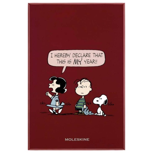 Cuaderno Moleskine Peanuts tamaño A5 de tapa dura, con líneas, 88 hojas, color rojo, con cierre elástico y caja.