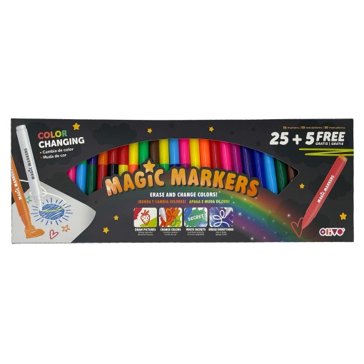 Marcadores mágicos Olivo 25 + 5 cores