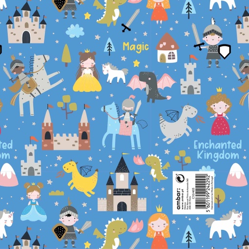 Papel de embrulho Ambar infantil 70x100cm Enchanted Kingdom