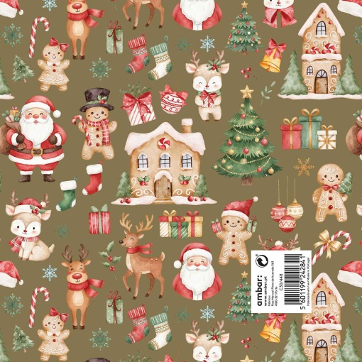 Papel de embrulho Ambar natal 70x100cm Ginger Moments