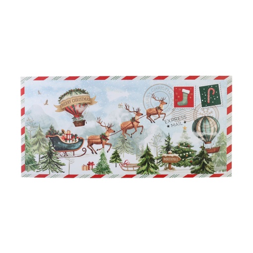 Artebene Christmas sleigh voucher postcard with gifts.