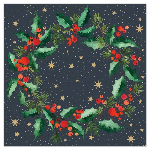 Napkins 33x33cm 3-ply (20 units) Artebene Christmas wreath gray