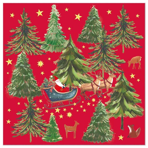 33x33cm Napkins, 3 sheets (20 units) Artebene Christmas Santa Claus in a red sleigh