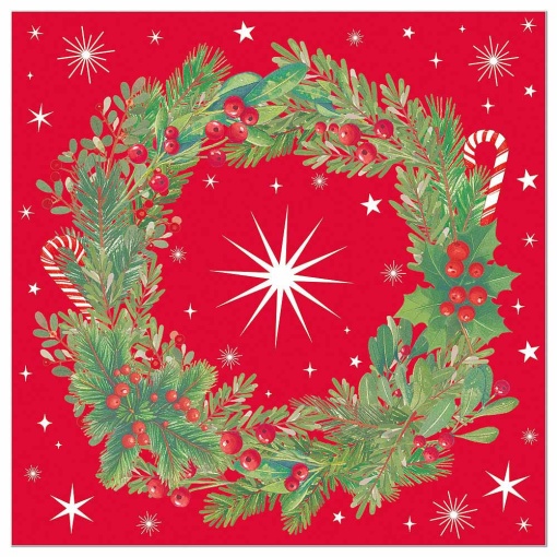 33x33cm 3-ply napkins (20 units) Artebene Christmas wreath red