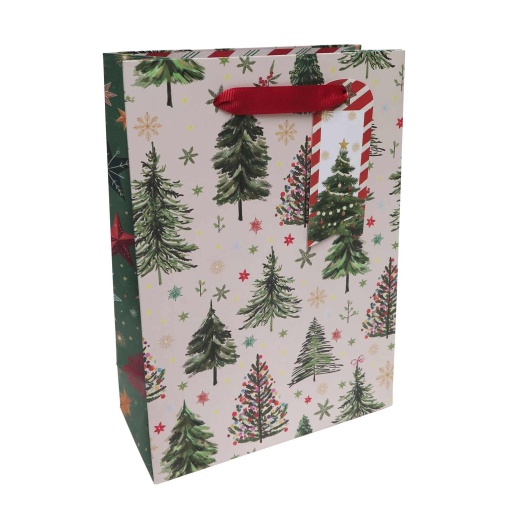 Artebene Christmas pine tree fabric handle paper bag 18x25x8cm