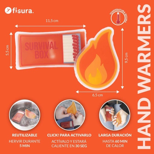 Aquecedor de mãos Fisura fósforos e fogo (2 unidades)