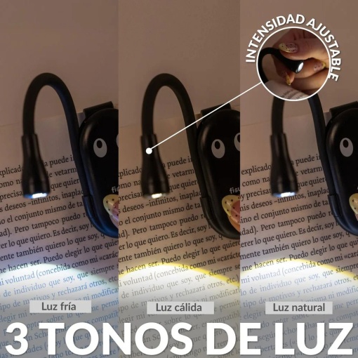 Rechargeable reading light for slit eyes.