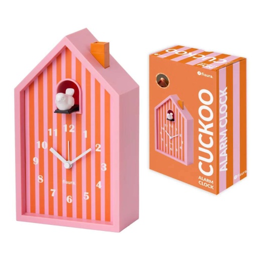 Orange and pink cracked cuckoo clock alarm clock