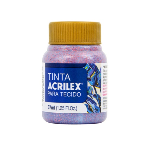 Tinta para tecido glitter ACRILEX rosa 214 37ml