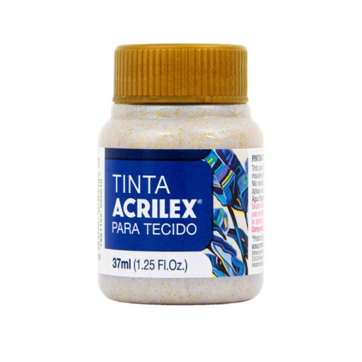 Tinta para tecido glitter ACRILEX amarelo 212 37ml