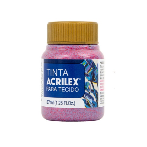 Tinta para tecido glitter ACRILEX vermelho 205 37ml