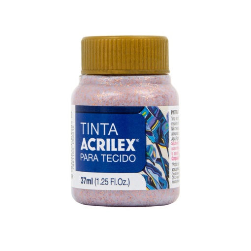 Tinta para tecido glitter ACRILEX cobre 203 37ml