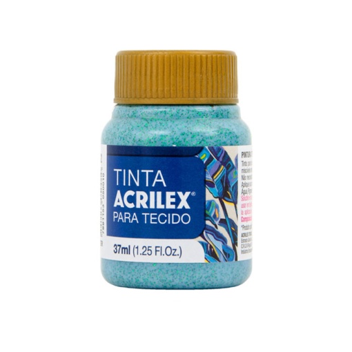 Tinta para tecido glitter ACRILEX verde 206 37ml