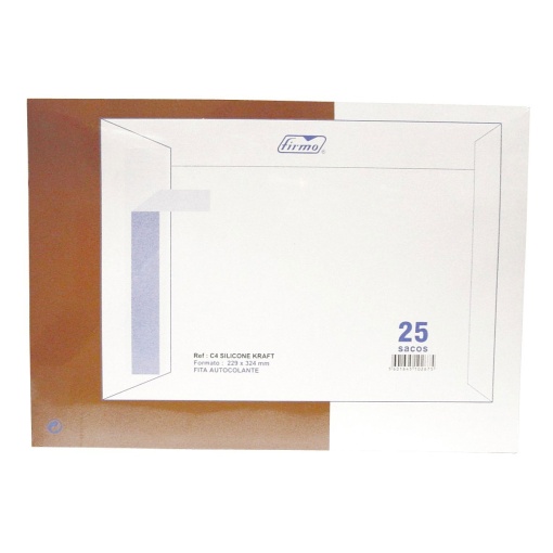 Envelope tipo saco C4 229x324mm silicone kraft - 25 unidades