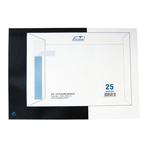 Envelope tipo saco C4 229x324mm silicone branco - 25 unidades