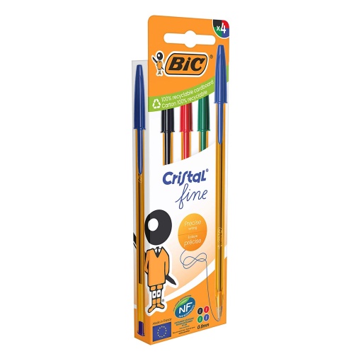 Esferográfica BIC Cristal fine - 4 unidades