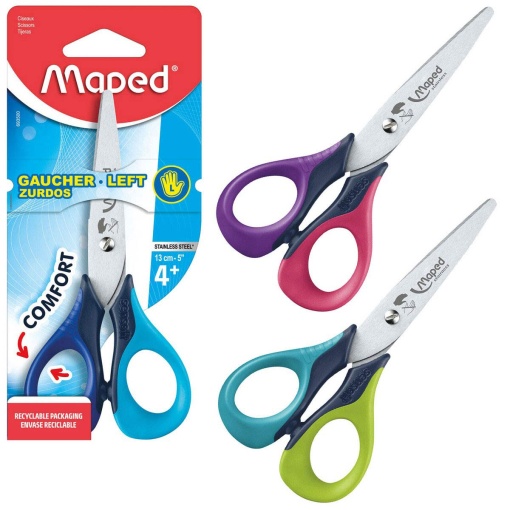 Tesoura escolar para esquerdinos 13cm redonda MAPED Sensoft 3D