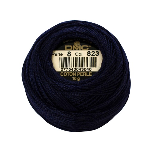 Linha de bordar DMC Perlé 116A 8mmx80m 10g azul escuro 823