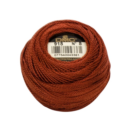 Linha de bordar DMC Perlé 116A 8mmx80m 10g tijolo escuro 918