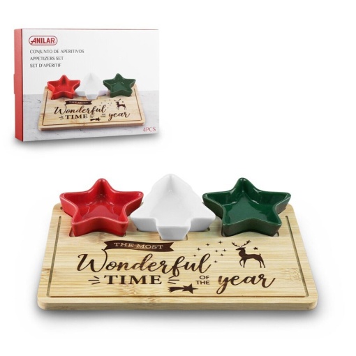 CONJUNTO APERITIVOS NATAL 4 PECAS MOD. 1 ANILAR CBK1742