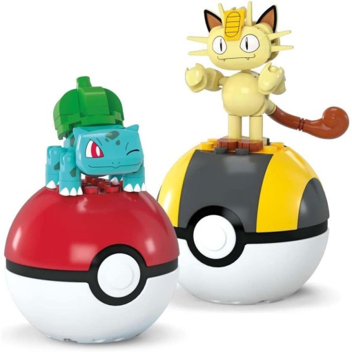Mega POKEMON Construx Pokebola Bulbasaur & Meowth 60 peças MATTEL