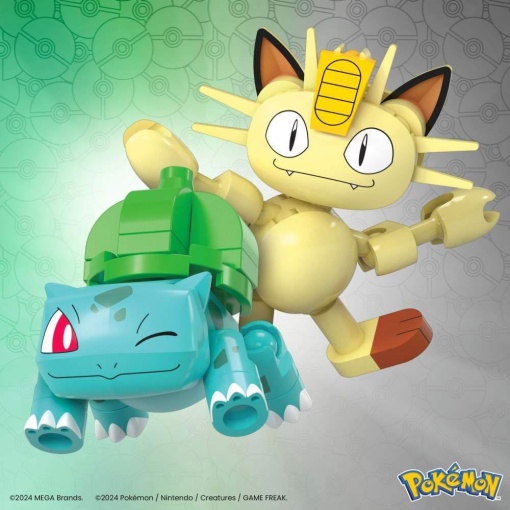 Mega POKEMON Construx Pokebola Bulbasaur & Meowth 60 peças MATTEL