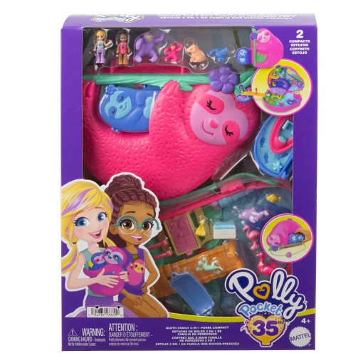 POLLY POCKET família de preguiças bolsa compacta 2 em 1 Mattel HRD40