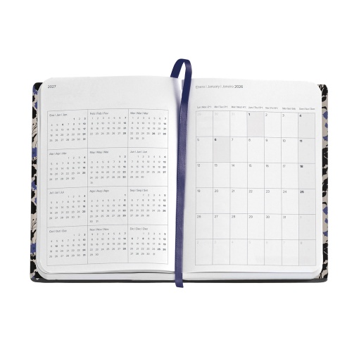 Agenda diária 122x168mm 2026 MIQUELRIUS Journal Natura Black&Blue com elástico
