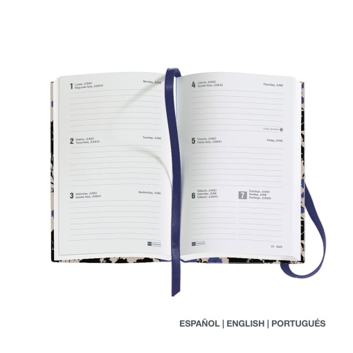 Agenda semanal A6 2026 MIQUELRIUS Passport Natura Black&Blue com elástico