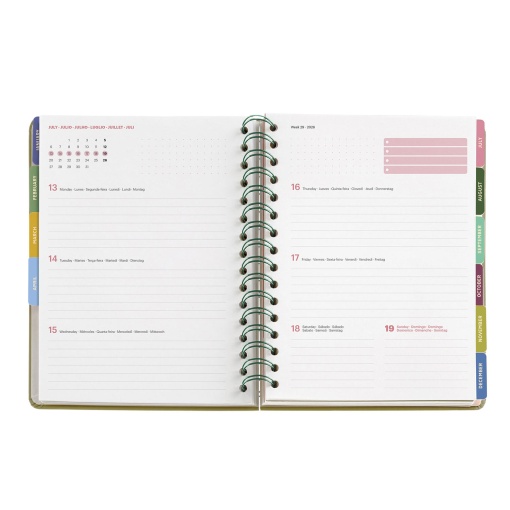 Agenda semanal A5 2026 espiral MIQUELRIUS Plus Entredos Amapolas com elástico