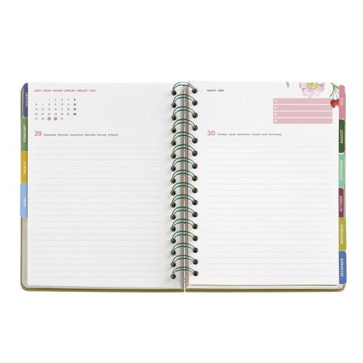 Agenda diária A5 2026 espiral MIQUELRIUS Plus Entredos Amapolas com elástico