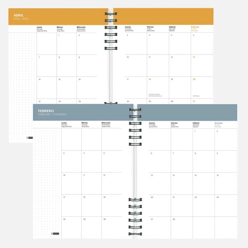 Agenda semanal A5 2026 espiral MIQUELRIUS Plus Back to Basics marino com elástico