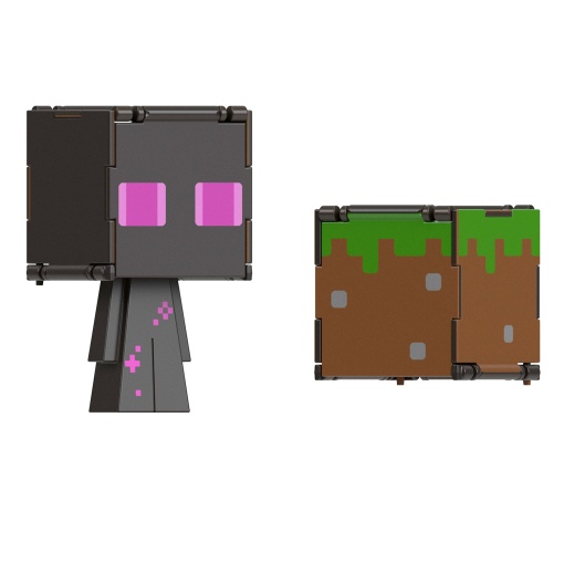 MINECRAFT Flippin' Figs 2 em 1 lobo Enderman + bloco de relva Mattel HTL43/HTL53