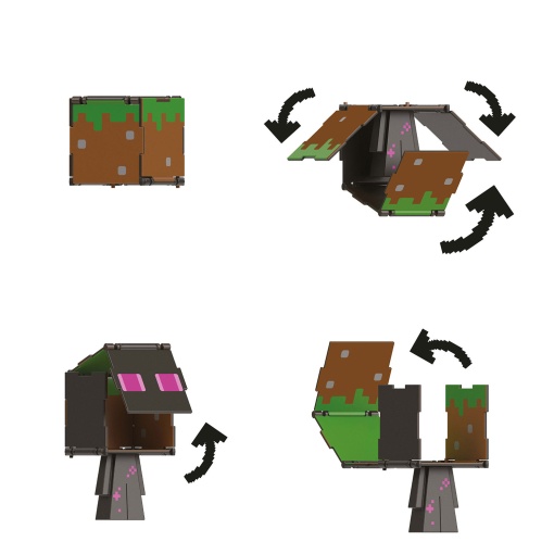 MINECRAFT Flippin' Figs 2 em 1 lobo Enderman + bloco de relva Mattel HTL43/HTL53