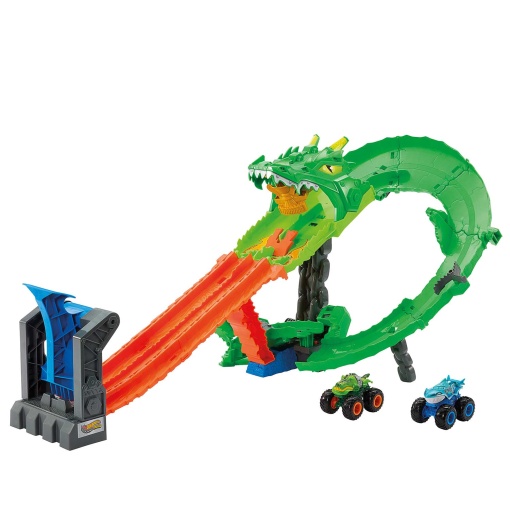 HOT WHEELS Monster Trucks pista Dragon Demolition Shraks vs. Dinos Mattel JFR06