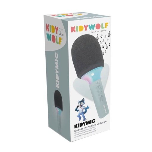 Microfone de karaoke com luz cinza KIDYWOLF KIDYMIC-GR