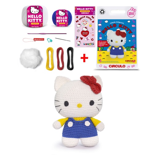 KIT DE CROCHET CIRCULO AMIGURUMI HELLO KITTY AMARELO CI482927-1/880403