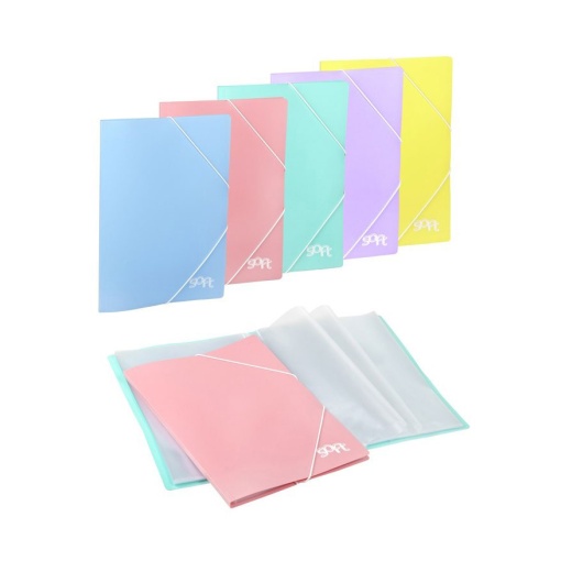 Portefólio CARCHIVO Soft A4 fólio com elástico 30 bolsas sortido pastel