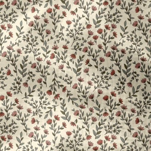 Tecido mousseline flores bege/multicor 1x1,30m