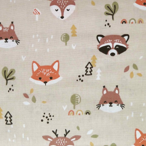 Tecido animais da floresta rosa/multicor 1x1,50m