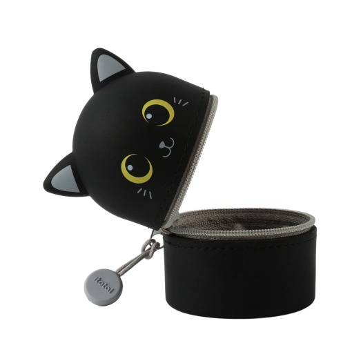 Mini estojo escolar de silicone iTotal gato preto