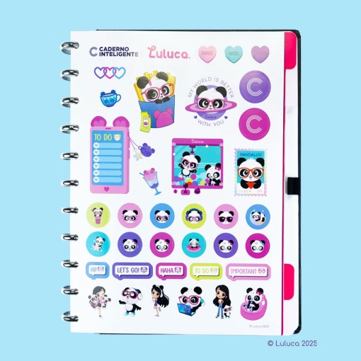 Caderno inteligente grande (215x280mm) pautado Pandalu Star by Luluca