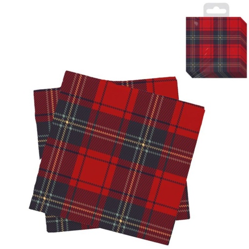 Guardanapos 33x33cm (20 unidades) tartan vermelho D'CASA