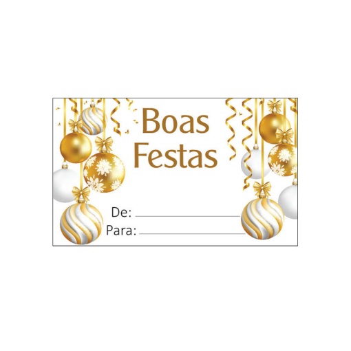 Etiquetas adesivas em rolo Feliz Natal branco/dourado JOLUMO -  200 unidades
