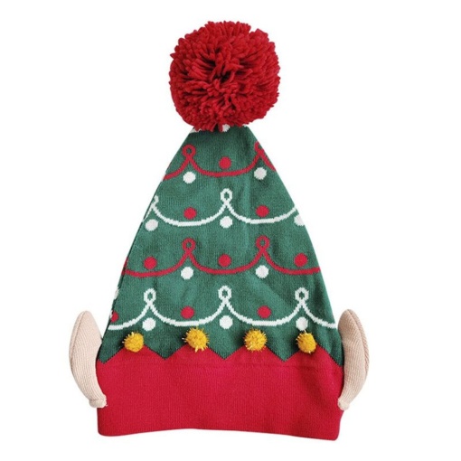 Gorro de Natal elfo com pompom vermelho D'CASA