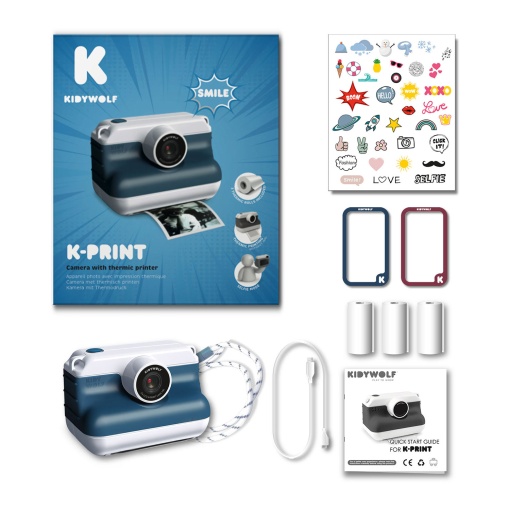 Máquina fotográfica com impressão Kidyprint azul KIDYWOLF