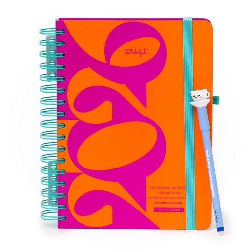 Agenda diária Wonder A5 2026 espiral MR.WONDERFUL "Continua a tentar" + esferográfica apagável