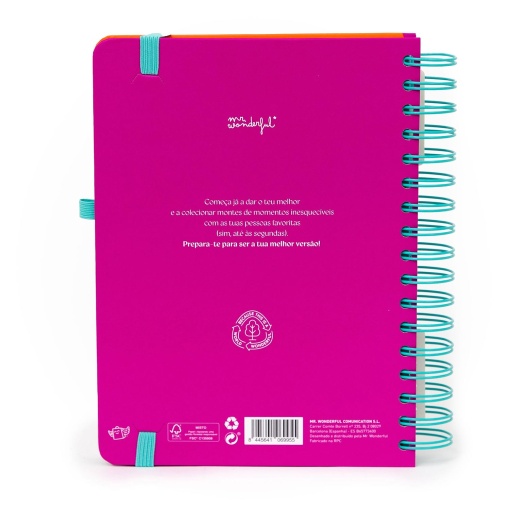 Agenda diária Wonder A5 2026 espiral MR.WONDERFUL "Continua a tentar" + esferográfica apagável