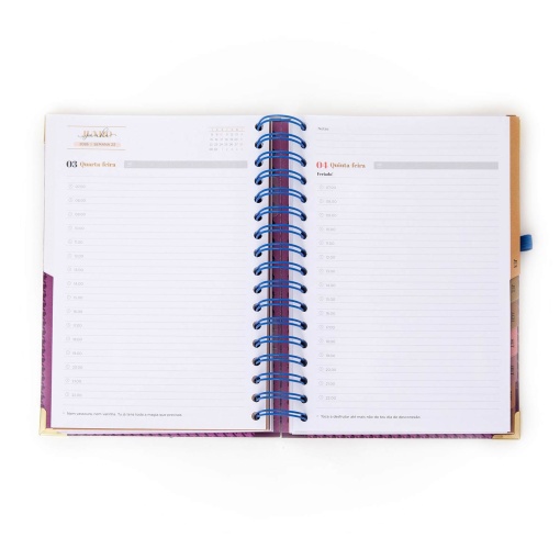 Agenda diária Office 170x226mm 2026 espiral MR.WONDERFUL "A vida é hoje" + esferográfica