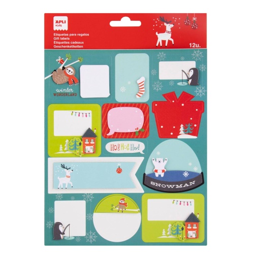 Etiquetas adesivas Natal globo de neve 1 folha APLI Kids - 13 unidades
